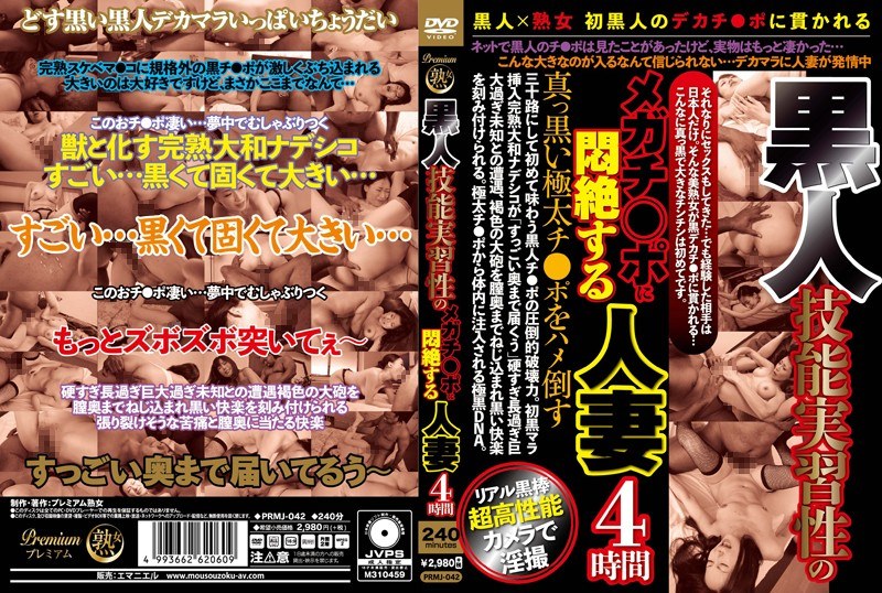 黒人 技能実習性のメガチ○ポに悶絶する人妻4時間 - プレミアム熟女/エマニエル - prmj00042